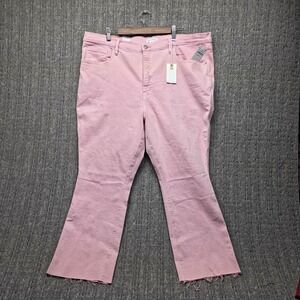 Good American Good Standard Kick Flare Jeans Size 18 Flamingo Pink High Rise NWT